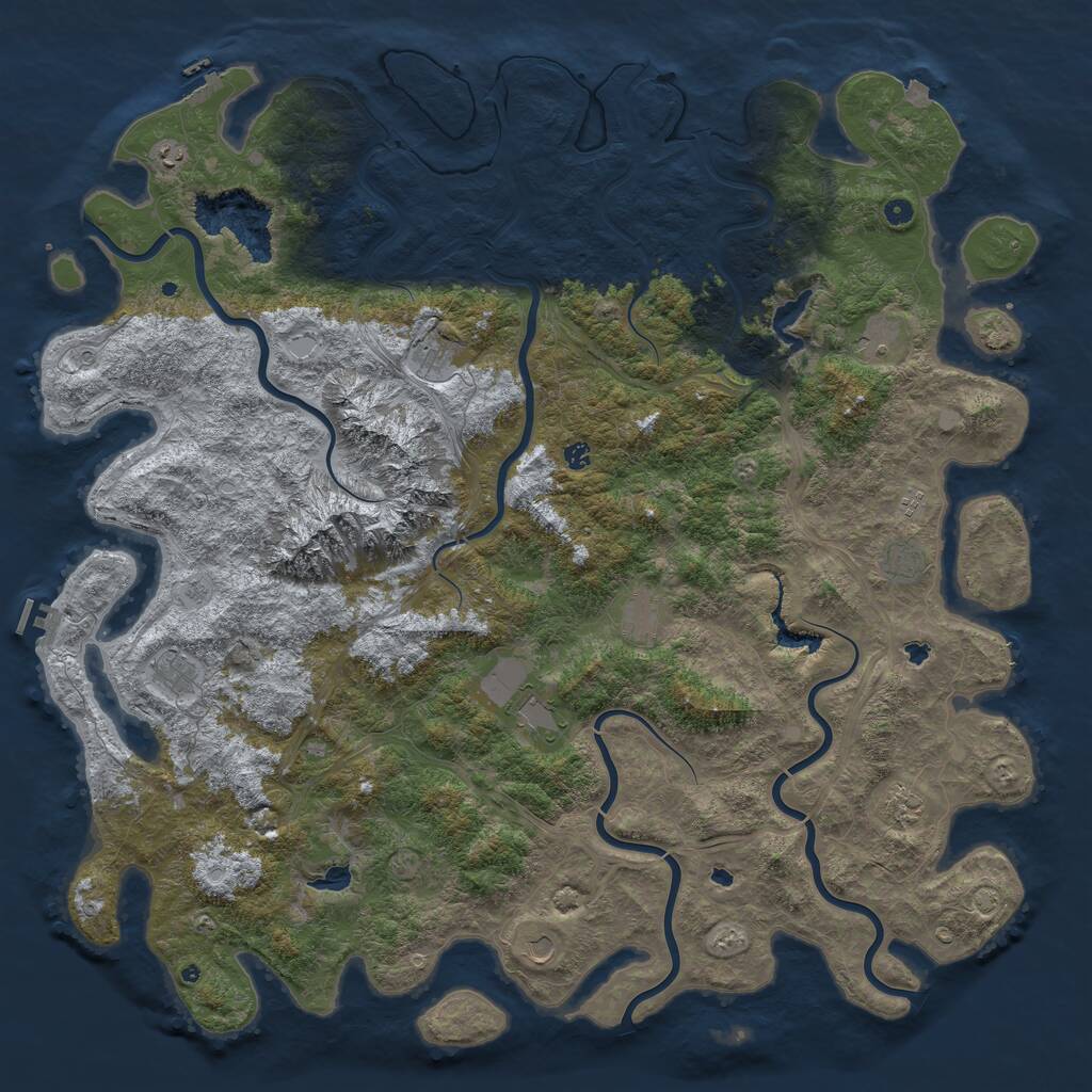 Rust Map: Procedural Map, Size: 6000, Seed: 900043532, 17 Monuments