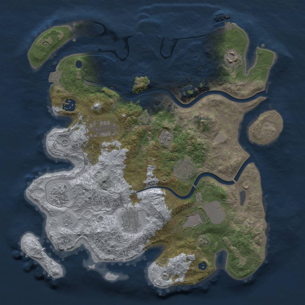 Rust Map: Procedural Map, Size: 3500, Seed: 1716352959, 14 Monuments