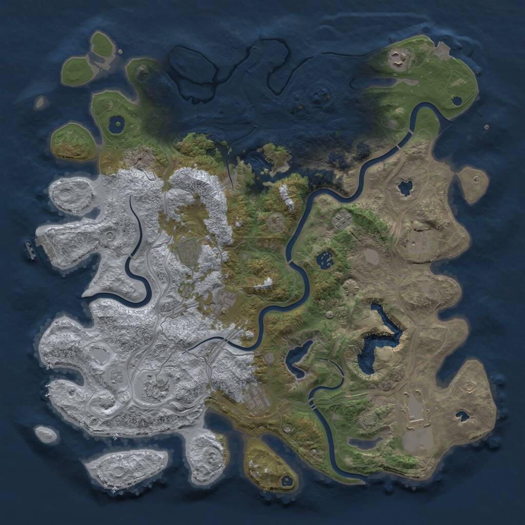 Rust Map: Procedural Map, Size: 4500, Seed: 63270079, 14 Monuments