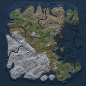 Thumbnail Rust Map: Procedural Map, Size: 4500, Seed: 16165, 17 Monuments