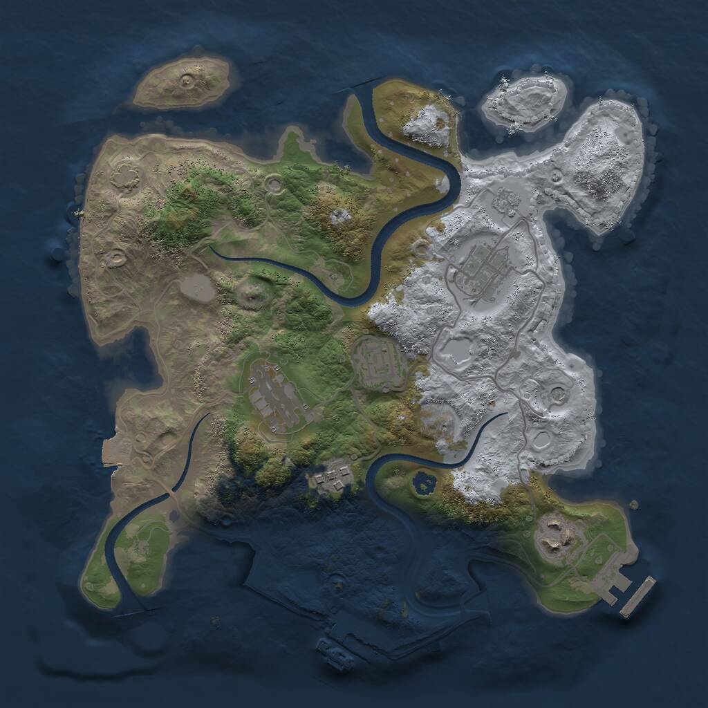 Rust Map: Procedural Map, Size: 3000, Seed: 1201868783, 11 Monuments