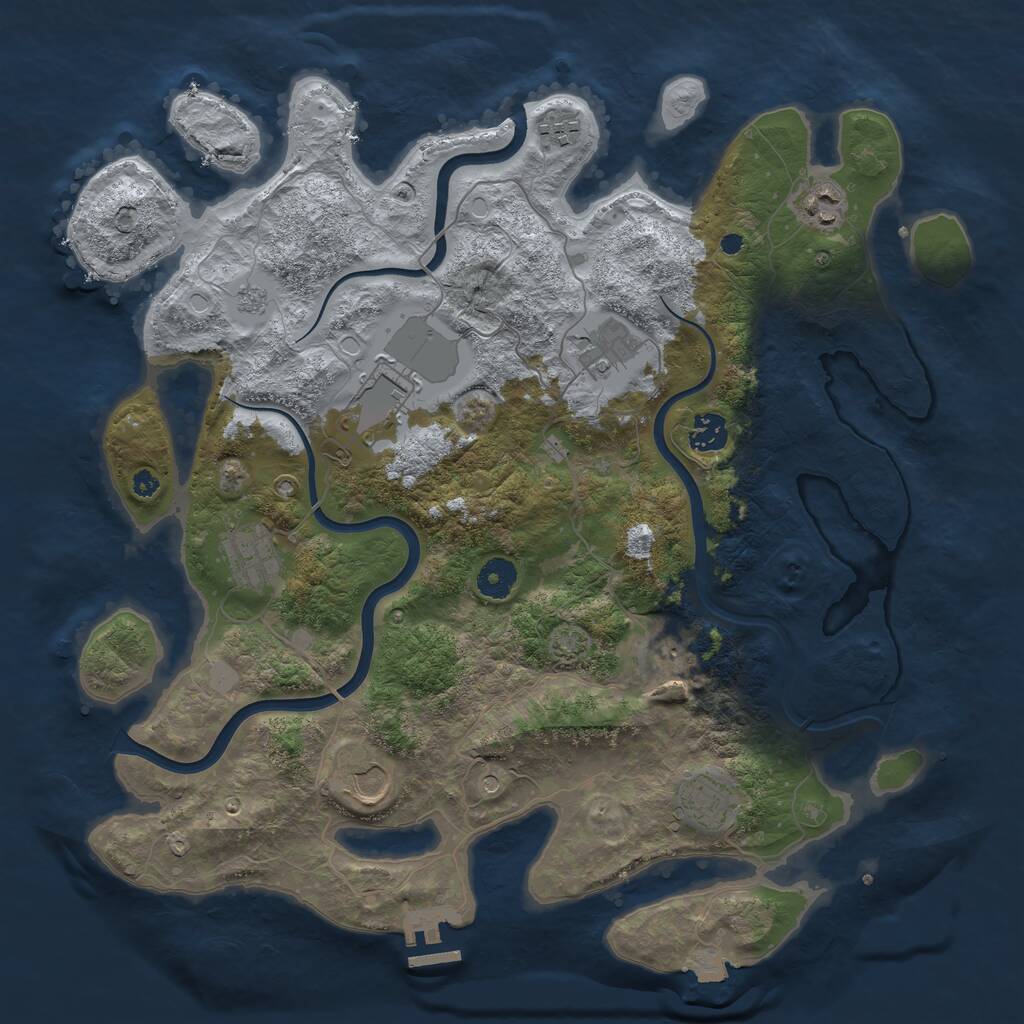 Rust Map: Procedural Map, Size: 3900, Seed: 45699, 14 Monuments