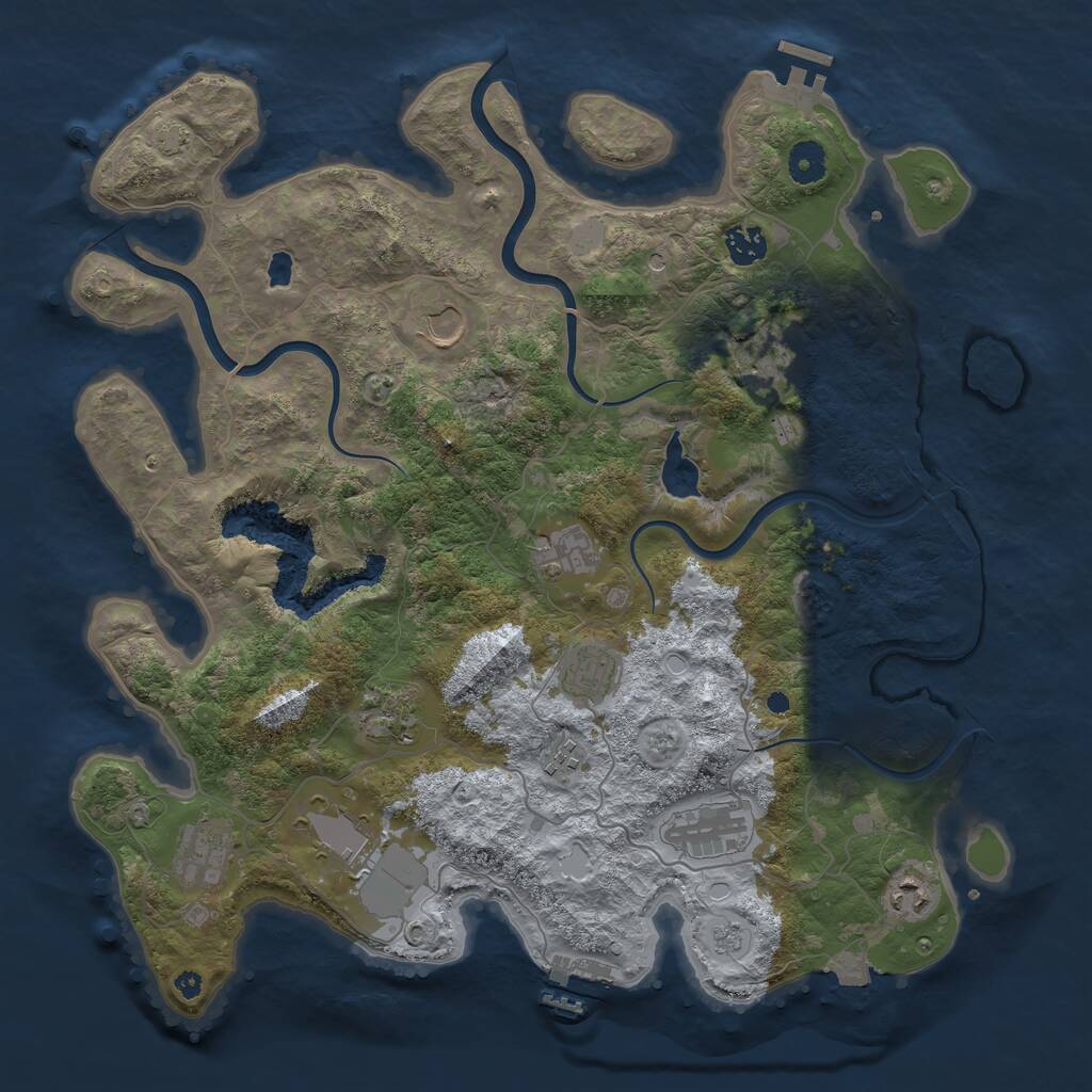 Rust Map: Procedural Map, Size: 4000, Seed: 155771331, 17 Monuments