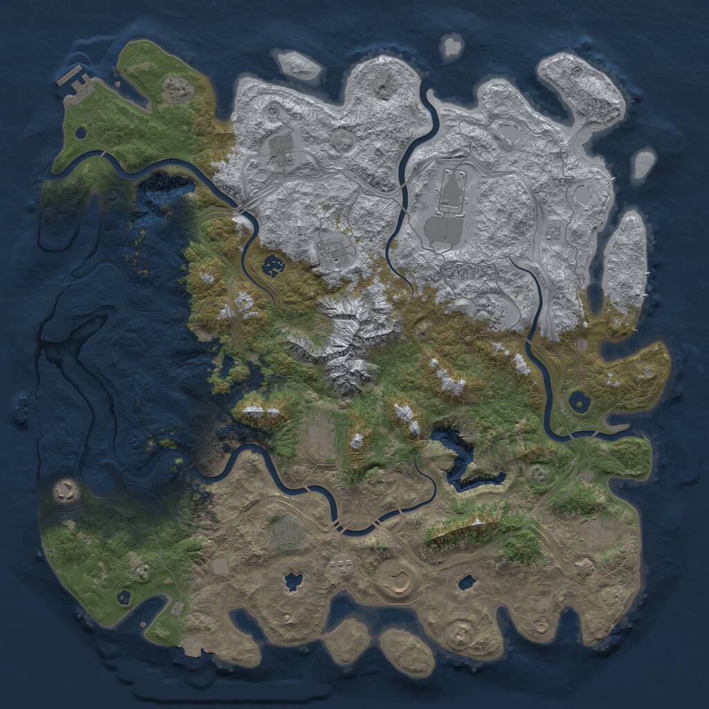 Rust Map: Procedural Map, Size: 5000, Seed: 664233841, 17 Monuments