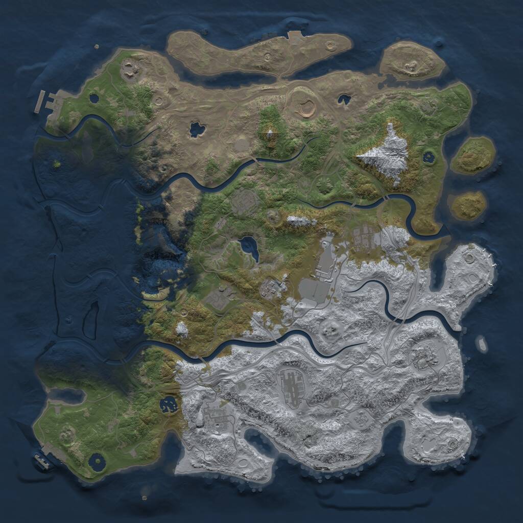 Rust Map: Procedural Map, Size: 4500, Seed: 1805815624, 17 Monuments