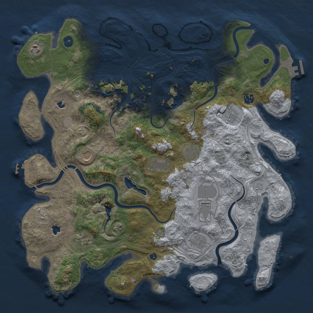 Rust Map: Procedural Map, Size: 4500, Seed: 966521750, 16 Monuments