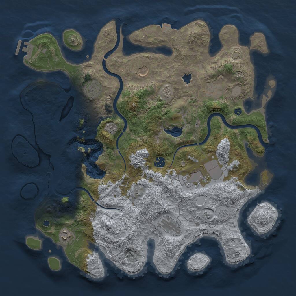Rust Map: Procedural Map, Size: 4000, Seed: 663654316, 13 Monuments