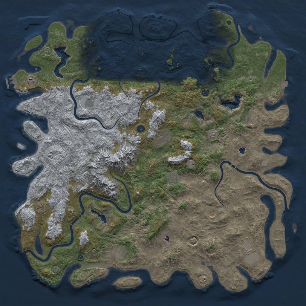 Rust Map: Procedural Map, Size: 6000, Seed: 1230731847, 17 Monuments