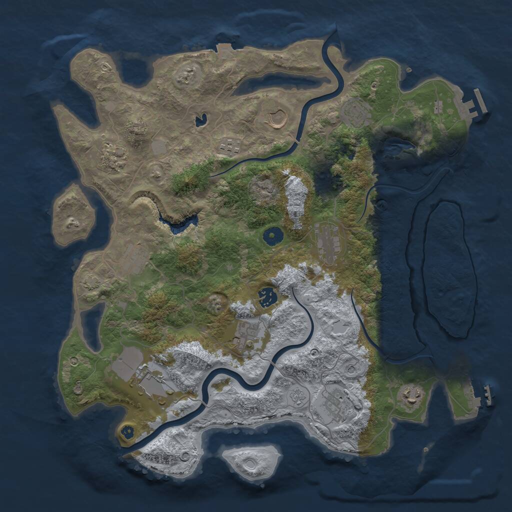 Rust Map: Procedural Map, Size: 4000, Seed: 2071109693, 17 Monuments