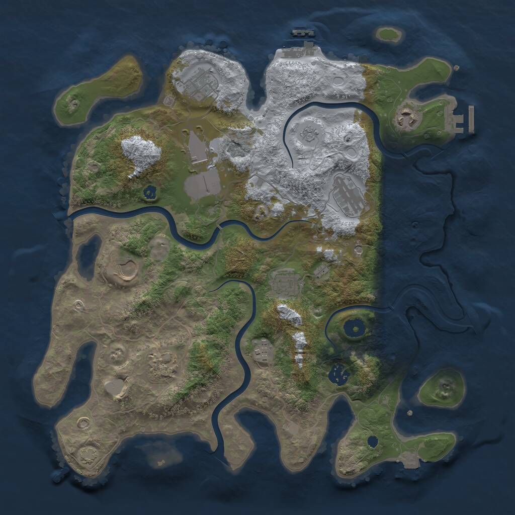 Rust Map: Procedural Map, Size: 3750, Seed: 721649, 15 Monuments