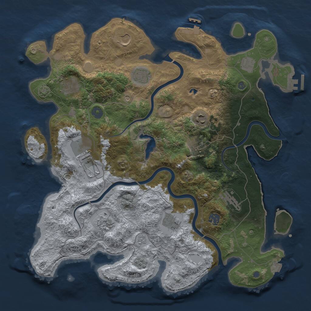 Rust Map: Procedural Map, Size: 4000, Seed: 972732537, 17 Monuments
