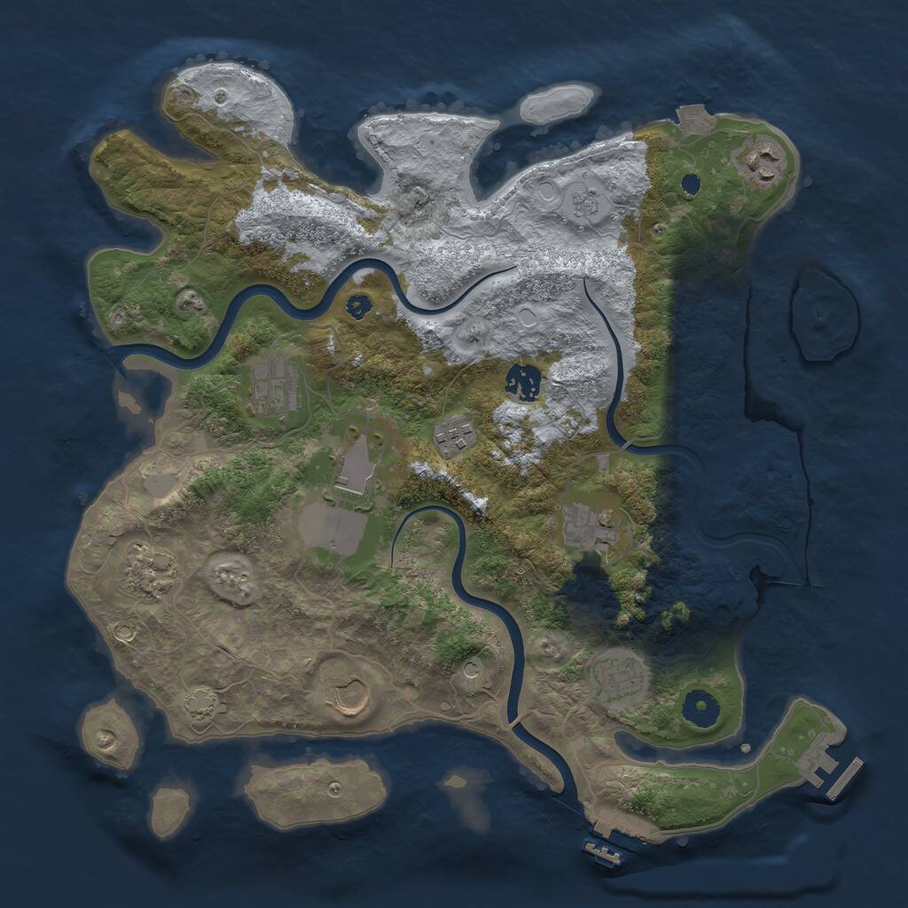 Rust Map: Procedural Map, Size: 3700, Seed: 575402813, 15 Monuments