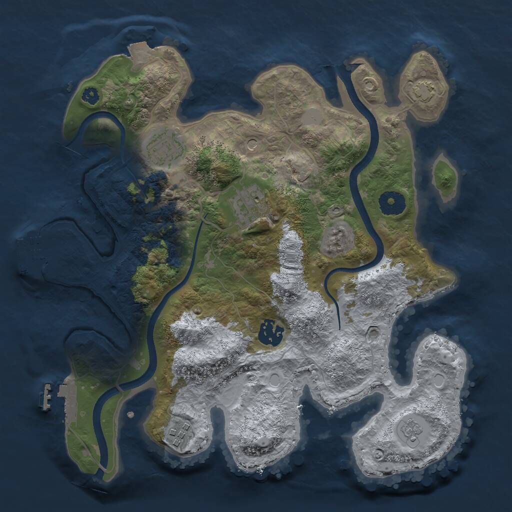 Rust Map: Procedural Map, Size: 3000, Seed: 1949142072, 10 Monuments