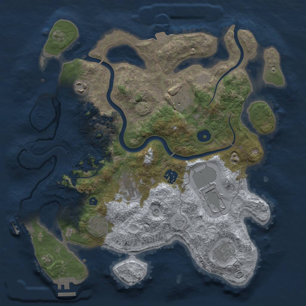 Rust Map: Procedural Map, Size: 3500, Seed: 901495748, 14 Monuments