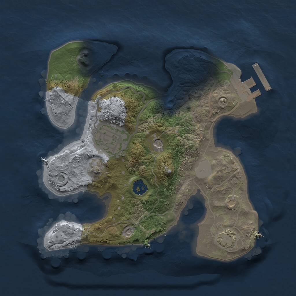 Rust Map: Procedural Map, Size: 2000, Seed: 1674534255, 5 Monuments