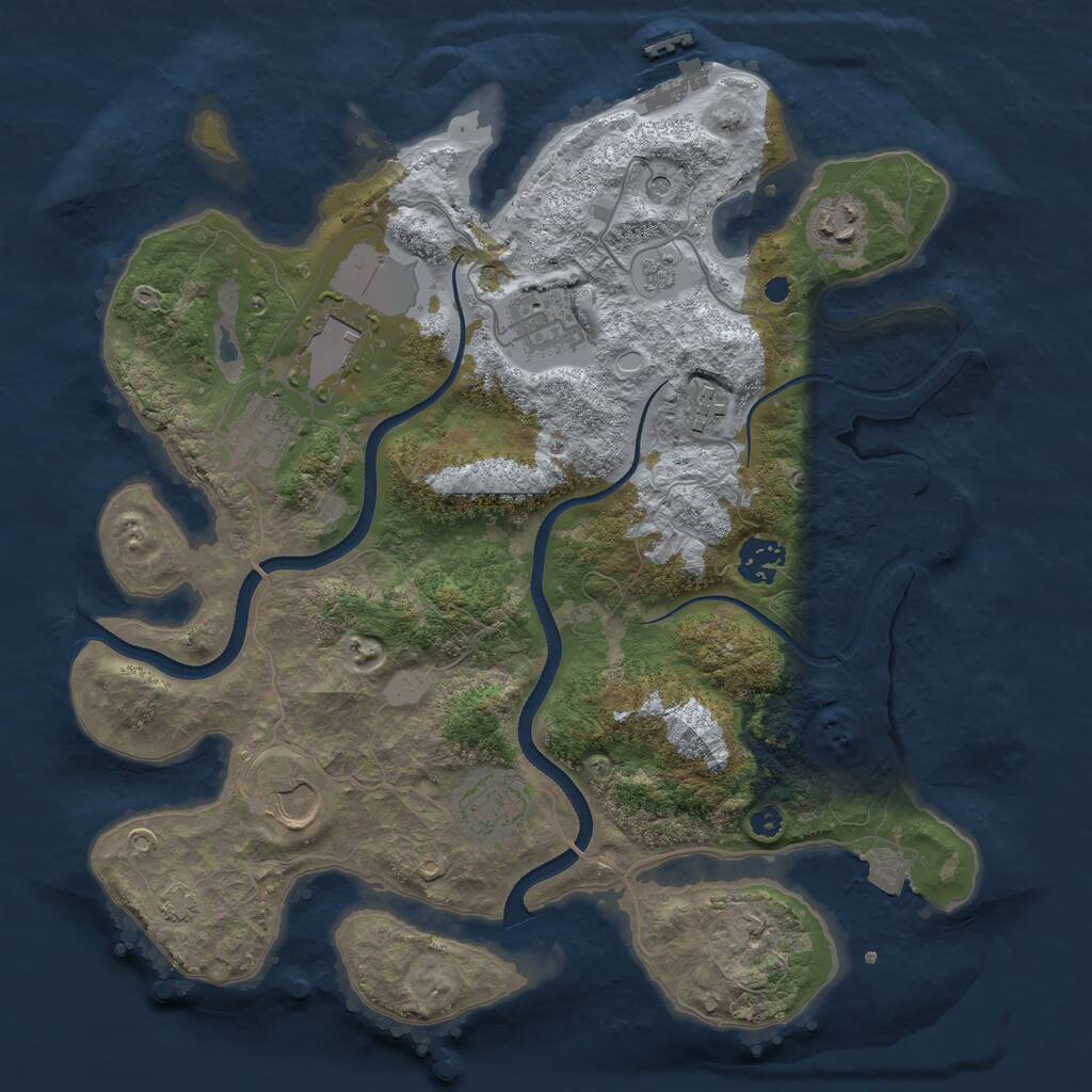 Rust Map: Procedural Map, Size: 3500, Seed: 551653470, 14 Monuments