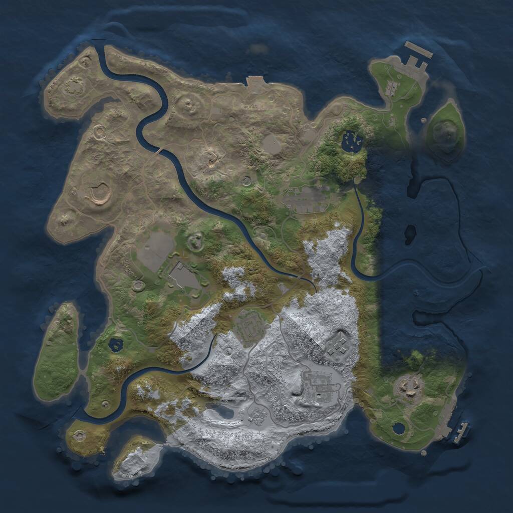 Rust Map: Procedural Map, Size: 3500, Seed: 142537612, 14 Monuments
