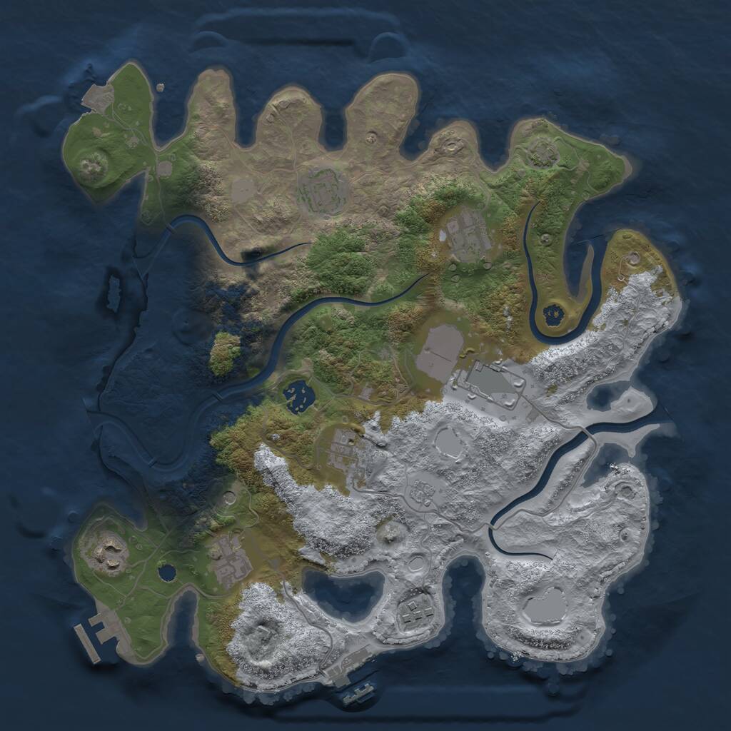 Rust Map: Procedural Map, Size: 3500, Seed: 839819398, 14 Monuments