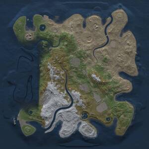 Thumbnail Rust Map: Procedural Map, Size: 3500, Seed: 33647, 15 Monuments