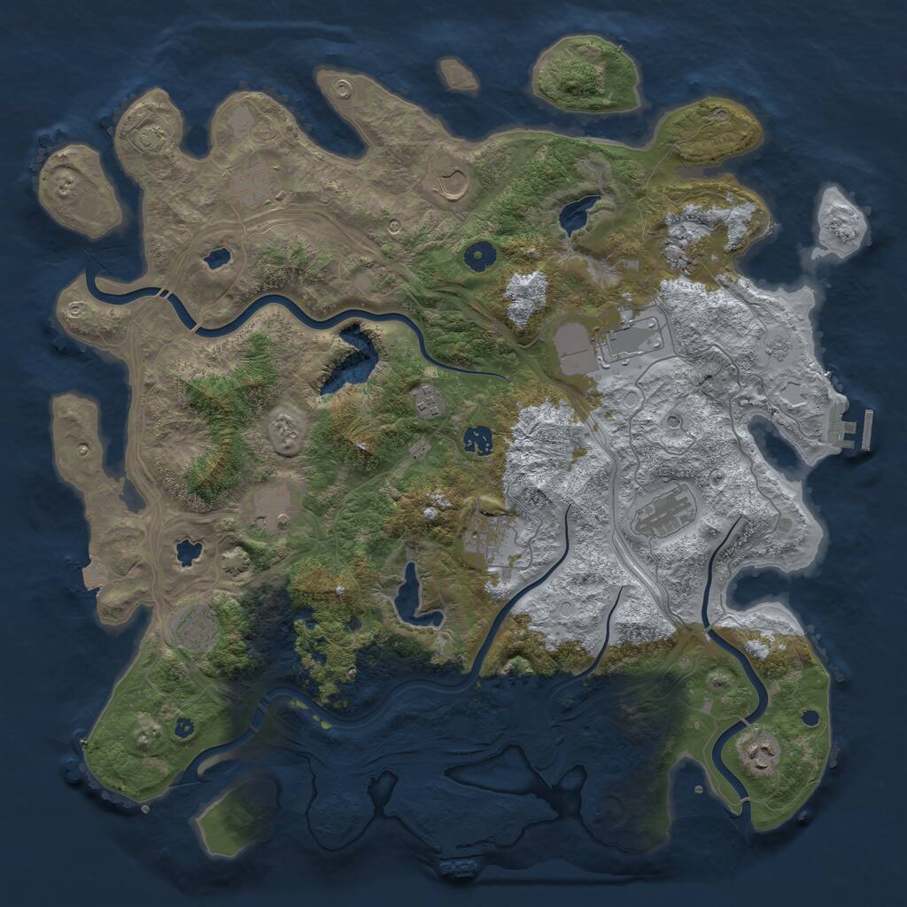 Rust Map: Procedural Map, Size: 4500, Seed: 1870452132, 17 Monuments