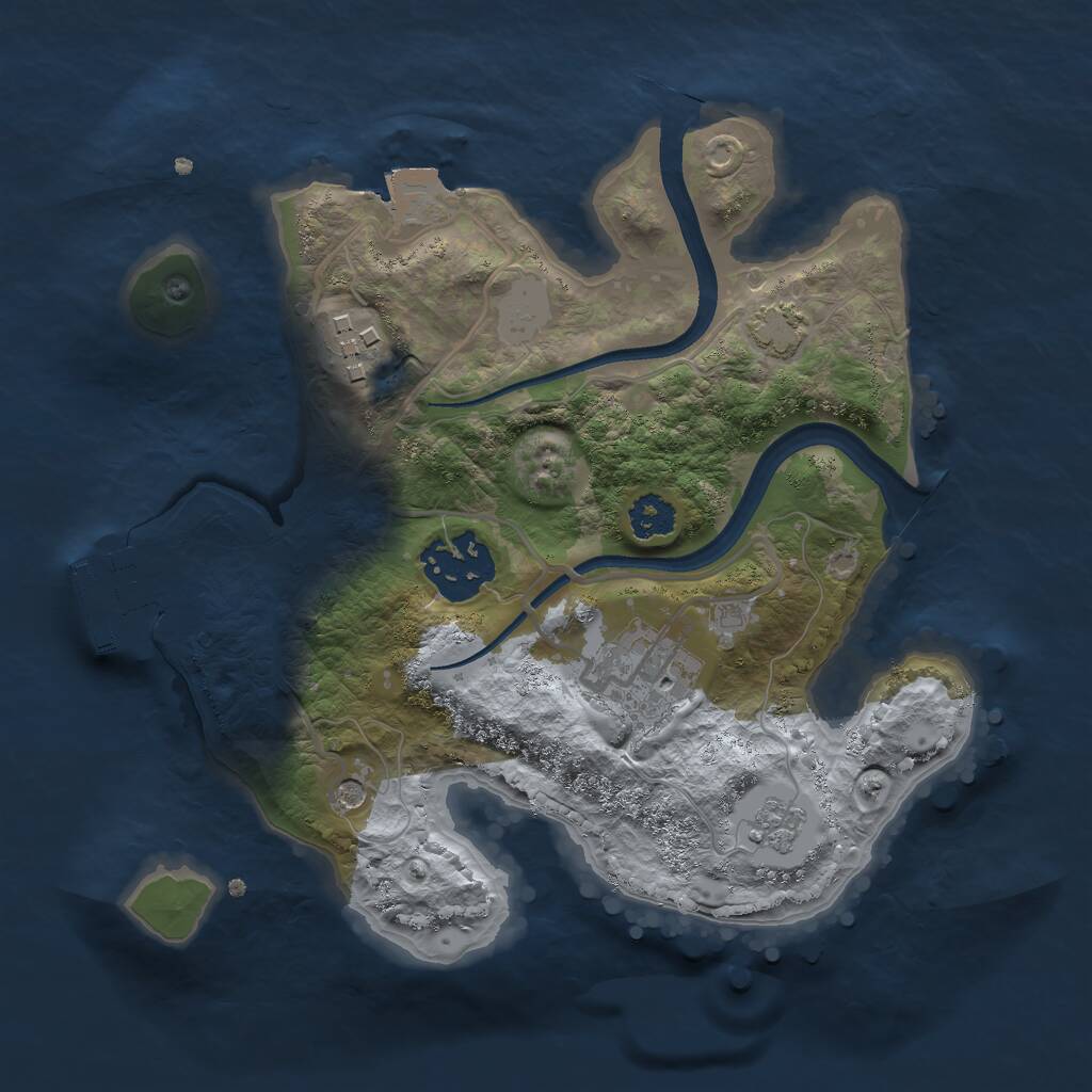 Rust Map: Procedural Map, Size: 2400, Seed: 965290949, 8 Monuments