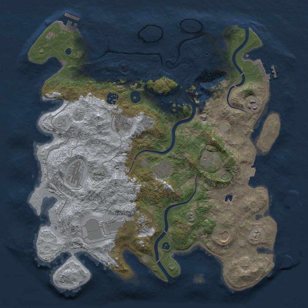Rust Map: Procedural Map, Size: 4000, Seed: 70444, 16 Monuments