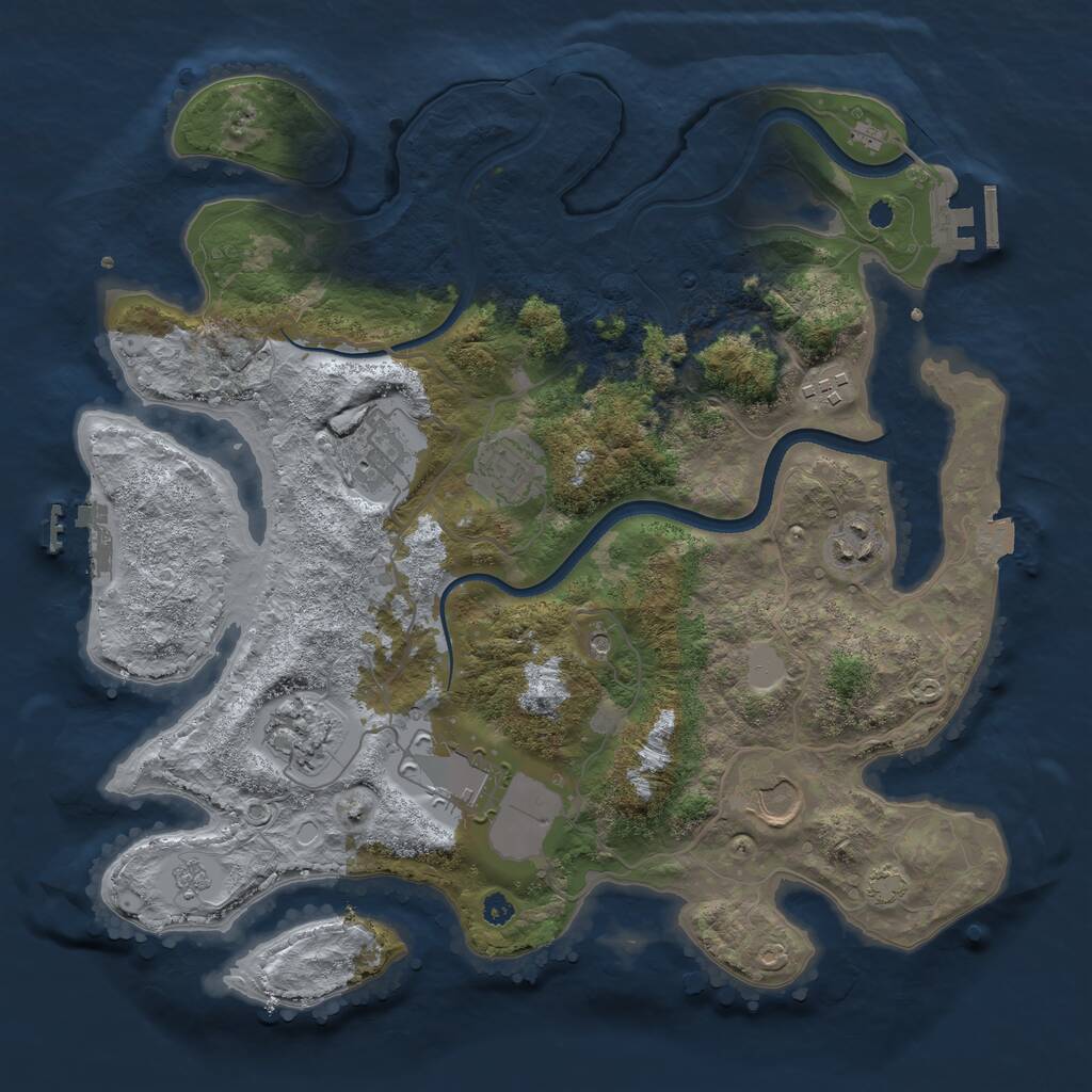 Rust Map: Procedural Map, Size: 3500, Seed: 714301775, 13 Monuments