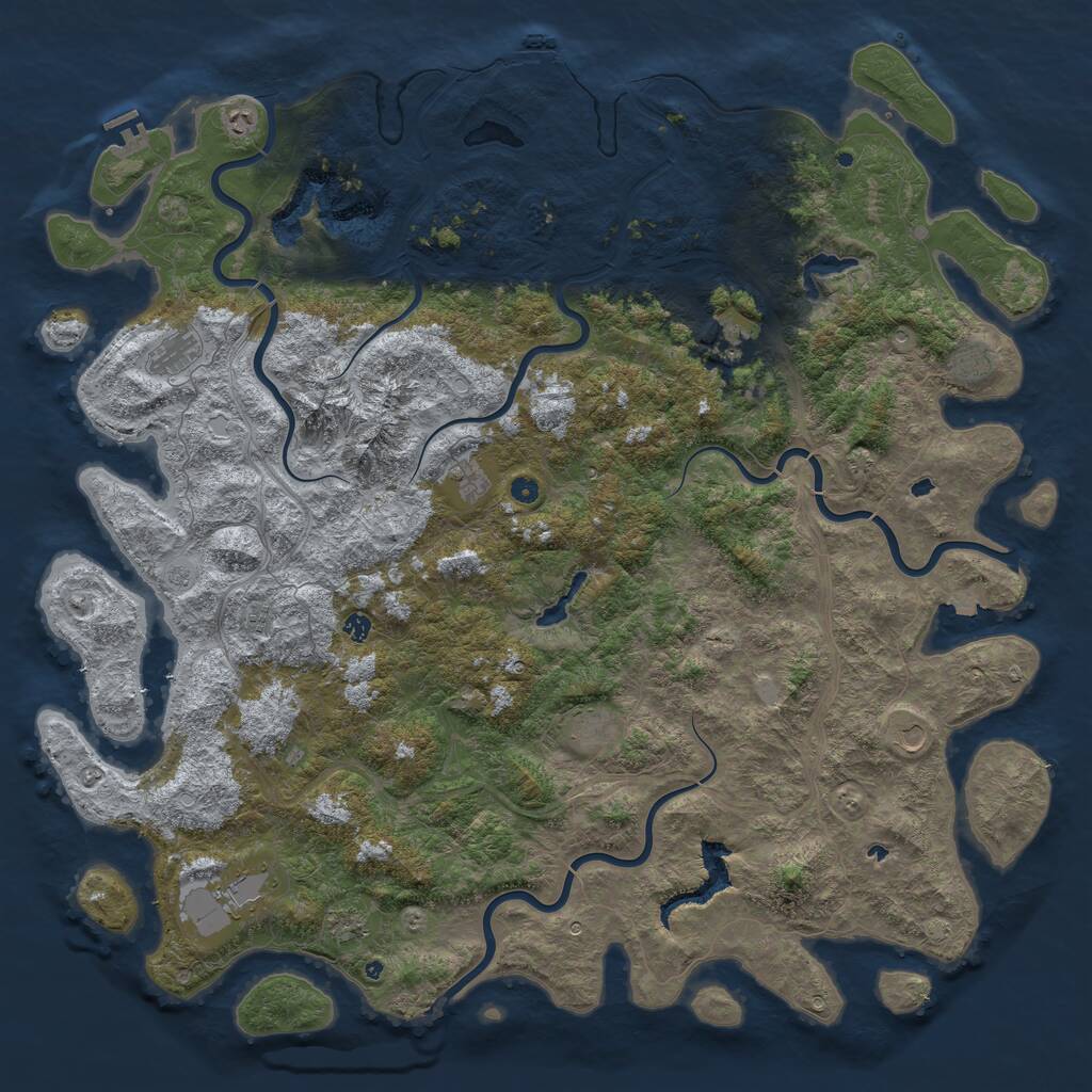 Rust Map: Procedural Map, Size: 6000, Seed: 32095, 17 Monuments