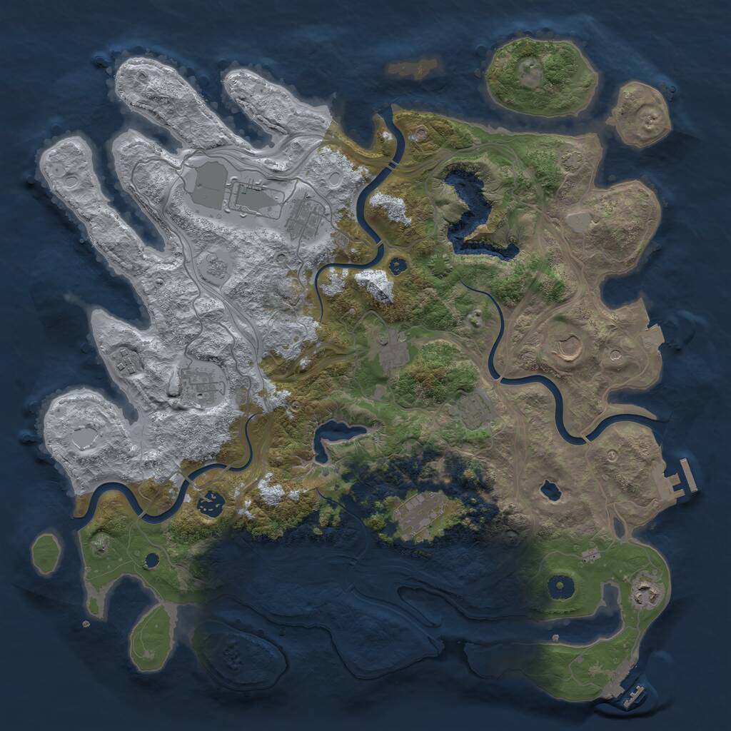 Rust Map: Procedural Map, Size: 4250, Seed: 45397834, 16 Monuments