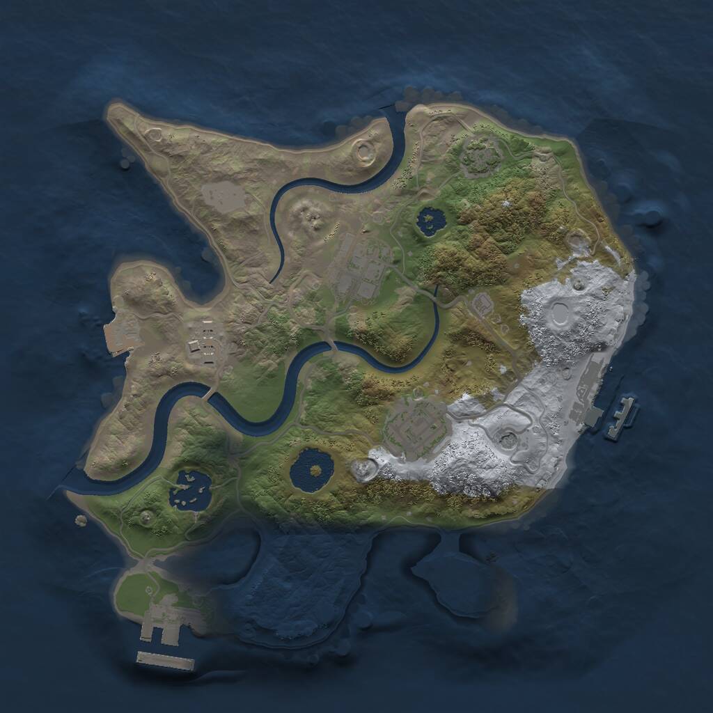 Rust Map: Procedural Map, Size: 2500, Seed: 5011010, 9 Monuments