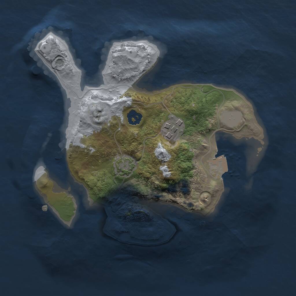 Rust Map: Procedural Map, Size: 2000, Seed: 36531, 3 Monuments
