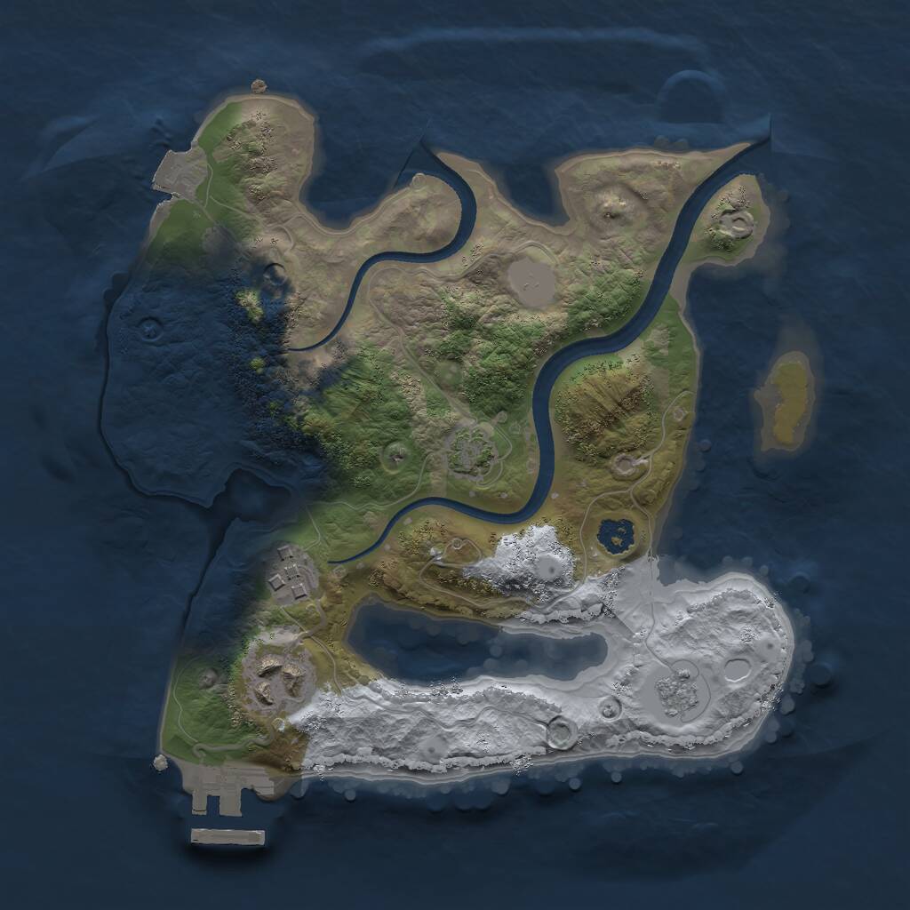 Rust Map: Procedural Map, Size: 2500, Seed: 1860361881, 7 Monuments