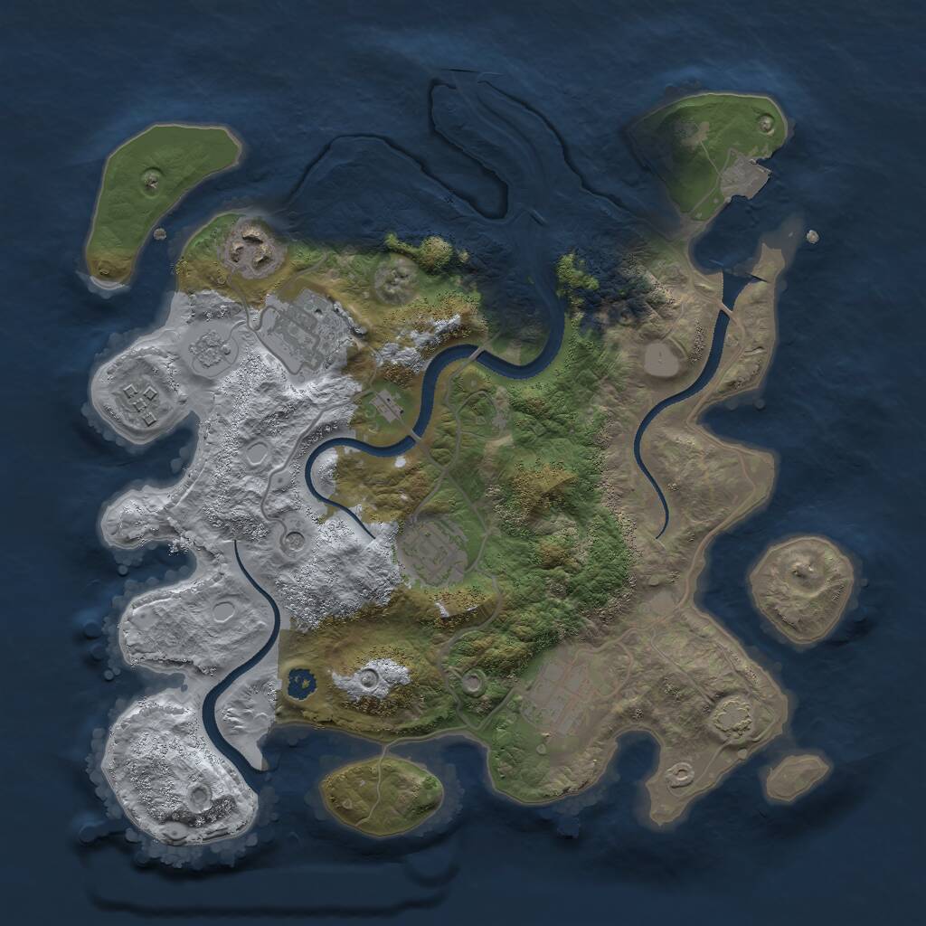 Rust Map: Procedural Map, Size: 3050, Seed: 426759437, 9 Monuments