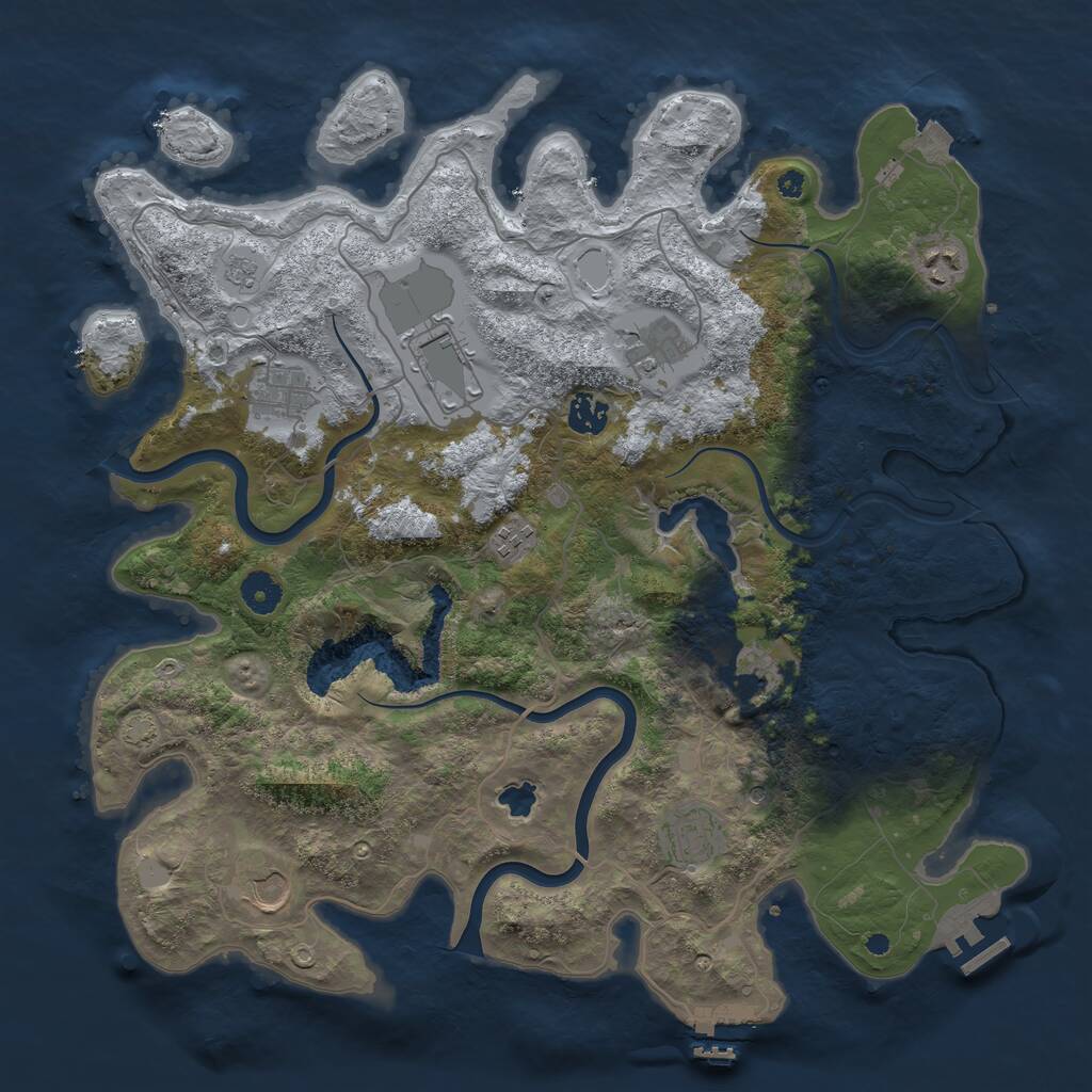 Rust Map: Procedural Map, Size: 4000, Seed: 736324810, 15 Monuments