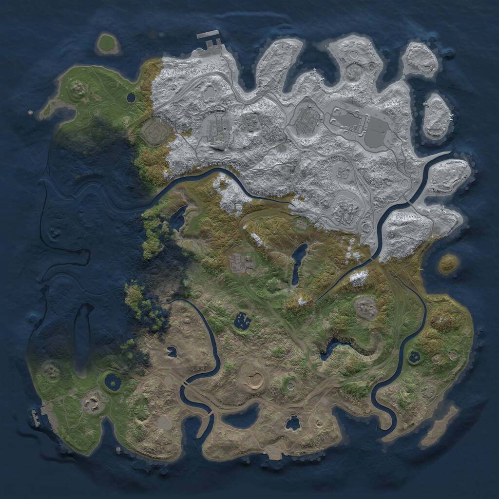 Rust Map: Procedural Map, Size: 4500, Seed: 1413595363, 16 Monuments