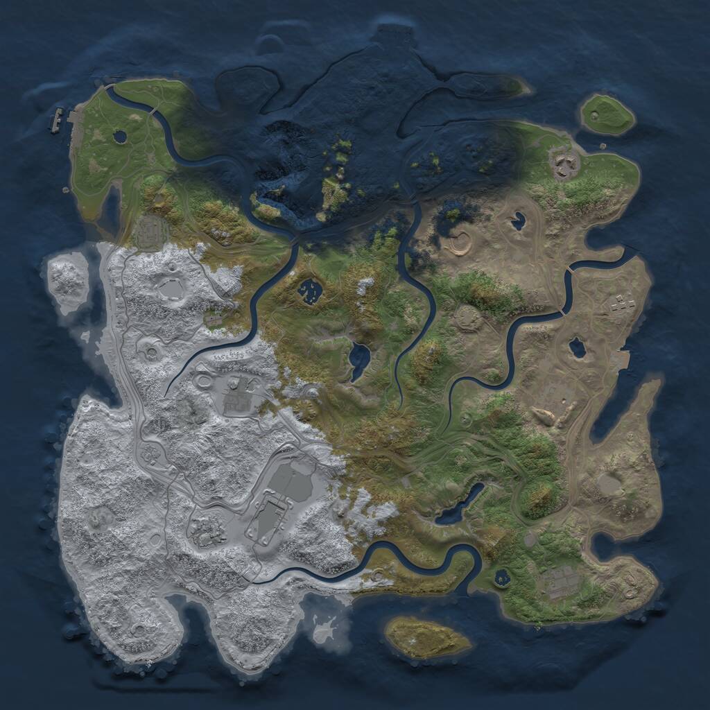 Rust Map: Procedural Map, Size: 4500, Seed: 815554022, 16 Monuments
