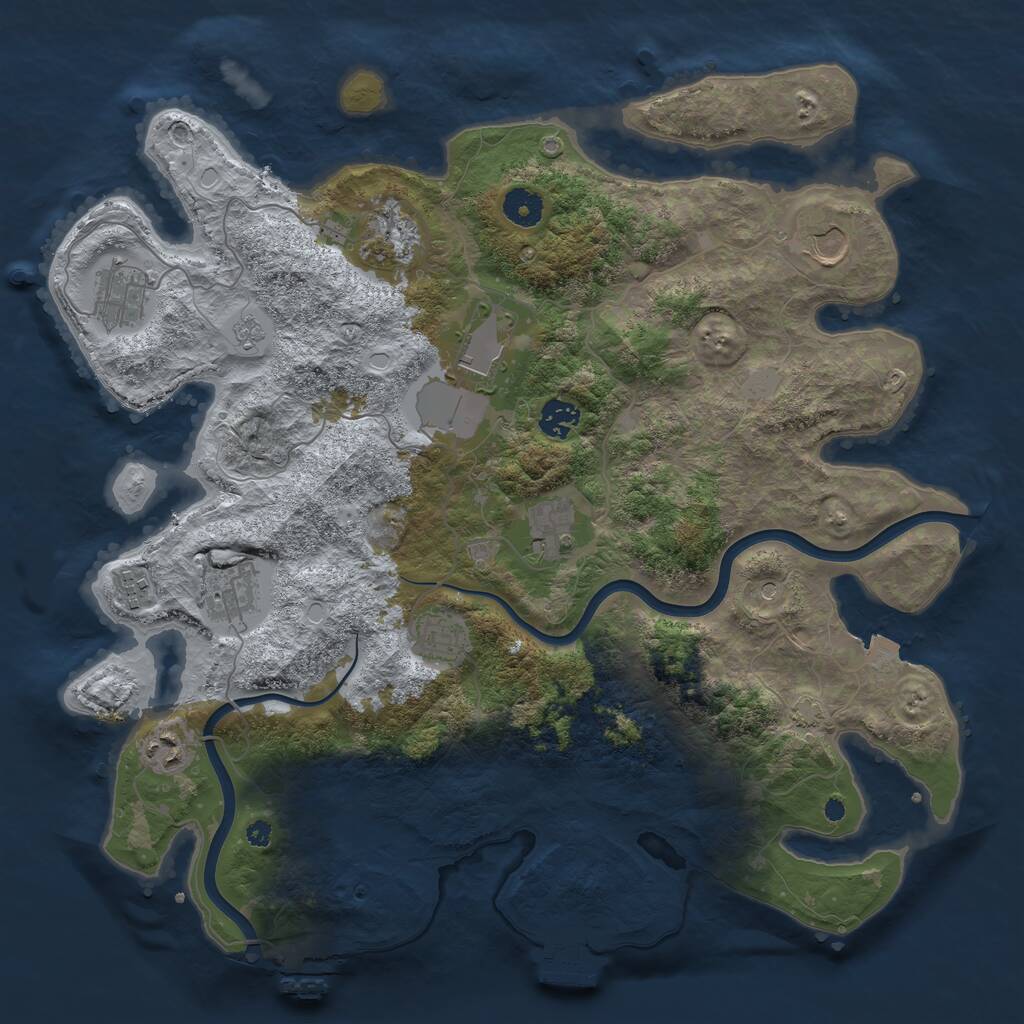 Rust Map: Procedural Map, Size: 3950, Seed: 359823196, 16 Monuments