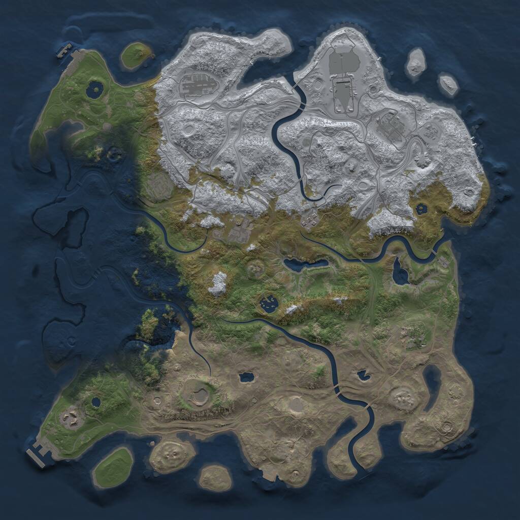 Rust Map: Procedural Map, Size: 4500, Seed: 45234, 16 Monuments