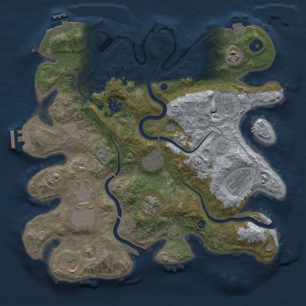 Rust Map: Procedural Map, Size: 3500, Seed: 698916529, 15 Monuments