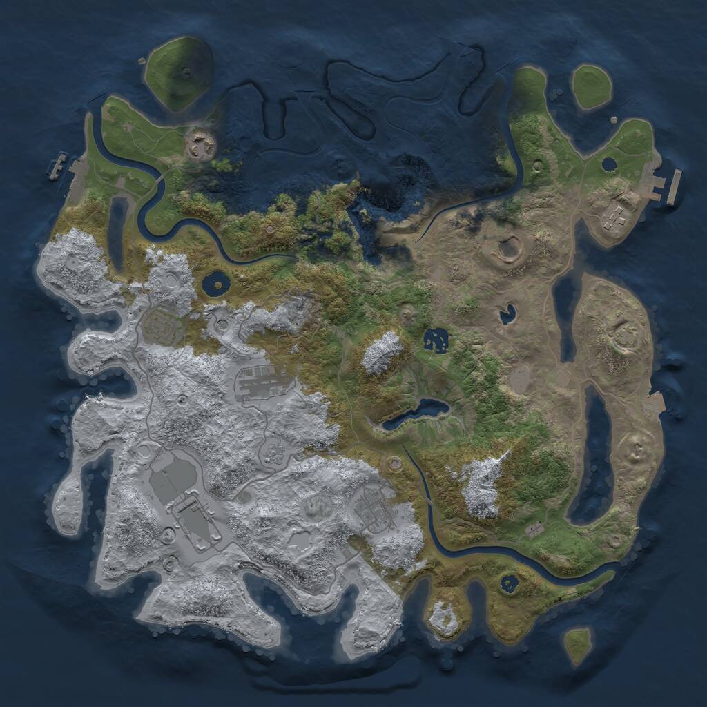 Rust Map: Procedural Map, Size: 4000, Seed: 1845639201, 14 Monuments