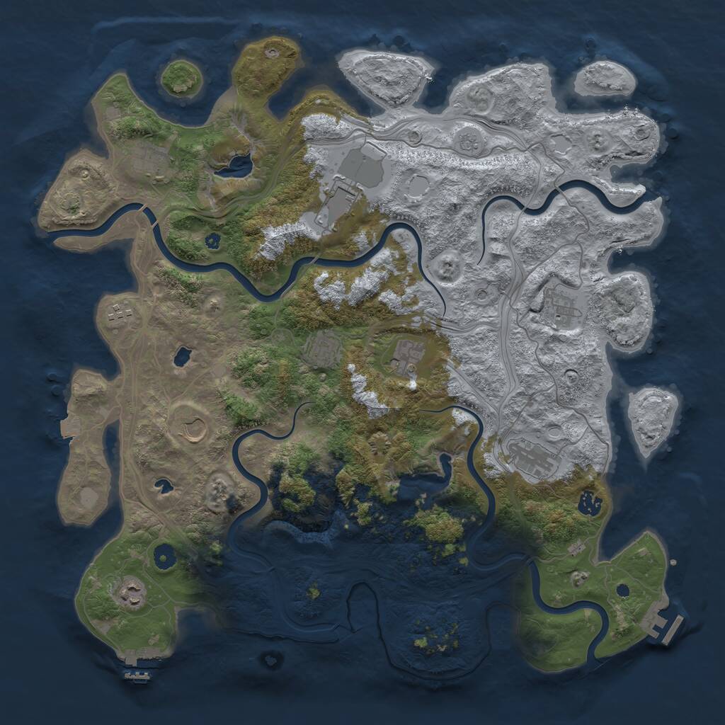Rust Map: Procedural Map, Size: 4500, Seed: 1430505270, 16 Monuments