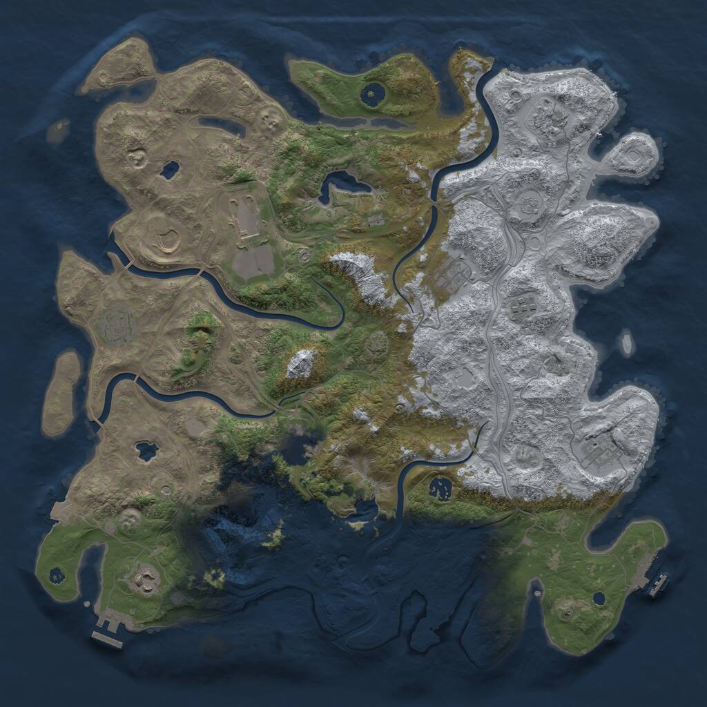 Rust Map: Procedural Map, Size: 4500, Seed: 273, 16 Monuments