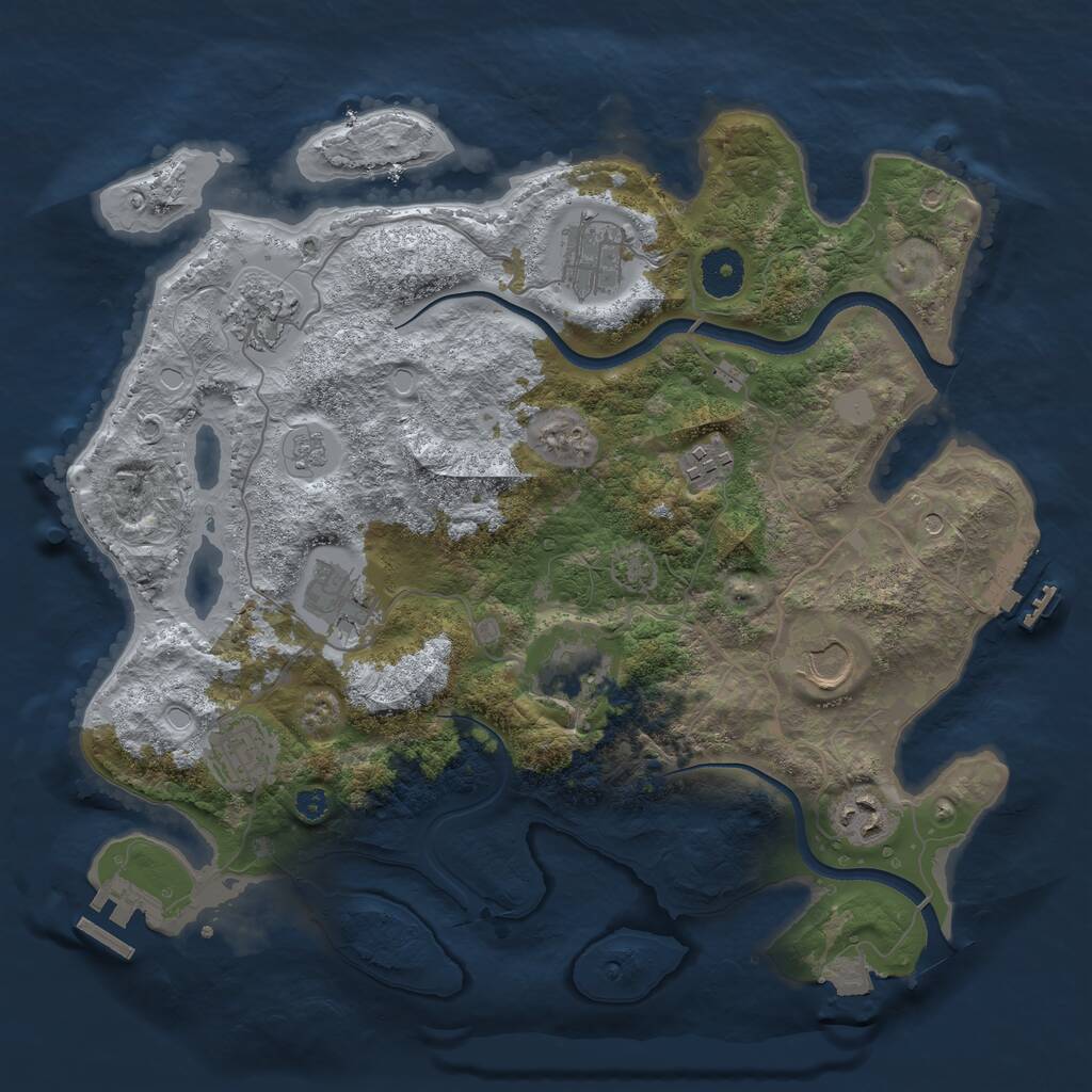 Rust Map: Procedural Map, Size: 3500, Seed: 1357074181, 14 Monuments