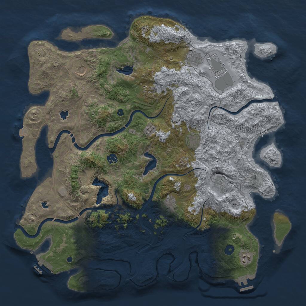Rust Map: Procedural Map, Size: 4500, Seed: 596847960, 16 Monuments