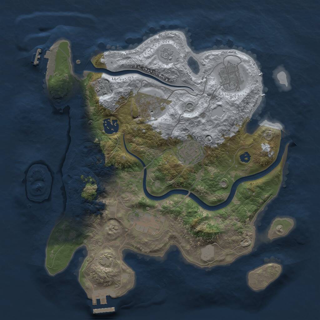 Rust Map: Procedural Map, Size: 3000, Seed: 87745, 12 Monuments