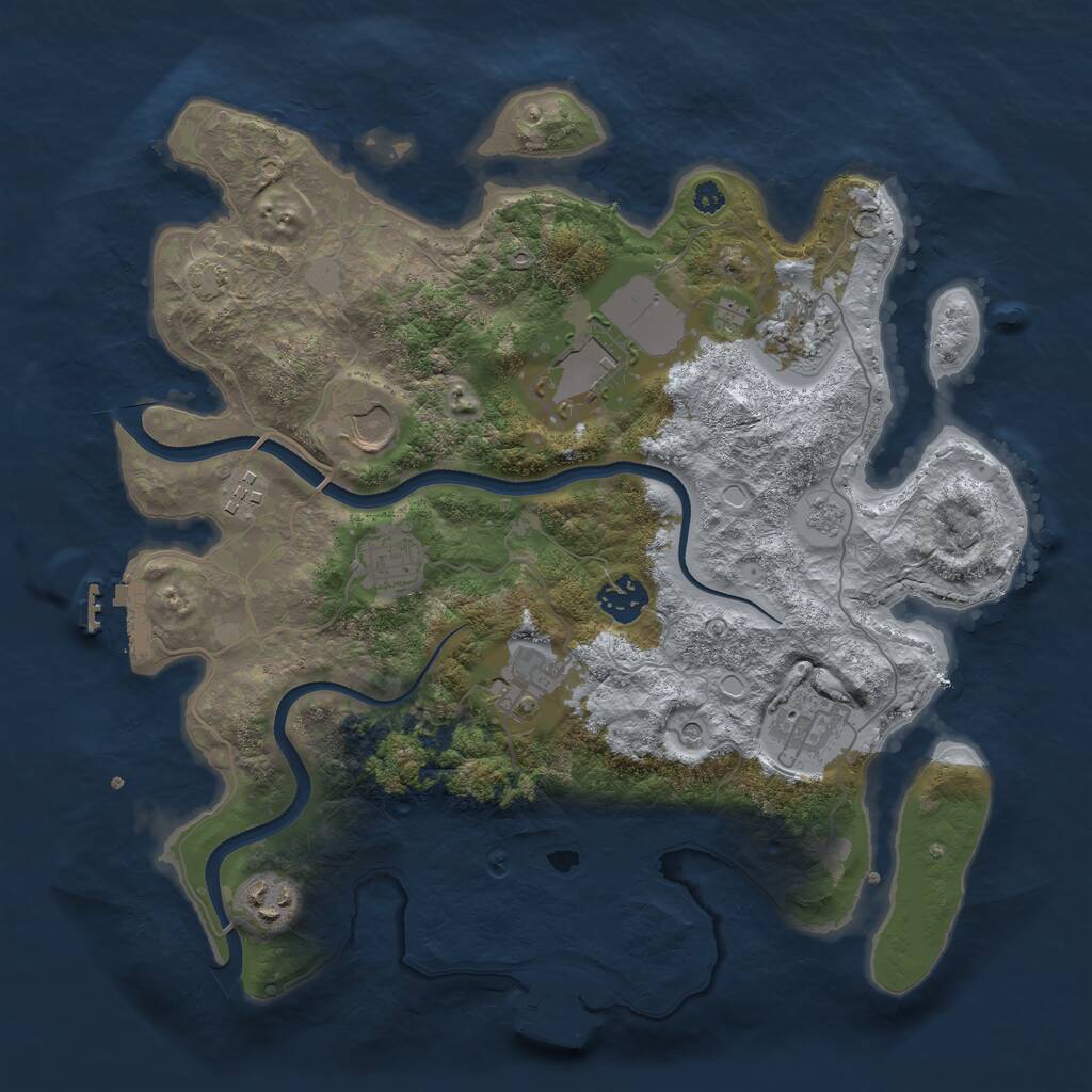 Rust Map: Procedural Map, Size: 3500, Seed: 1344855765, 15 Monuments