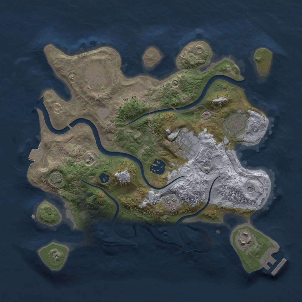 Rust Map: Procedural Map, Size: 3000, Seed: 37213, 10 Monuments