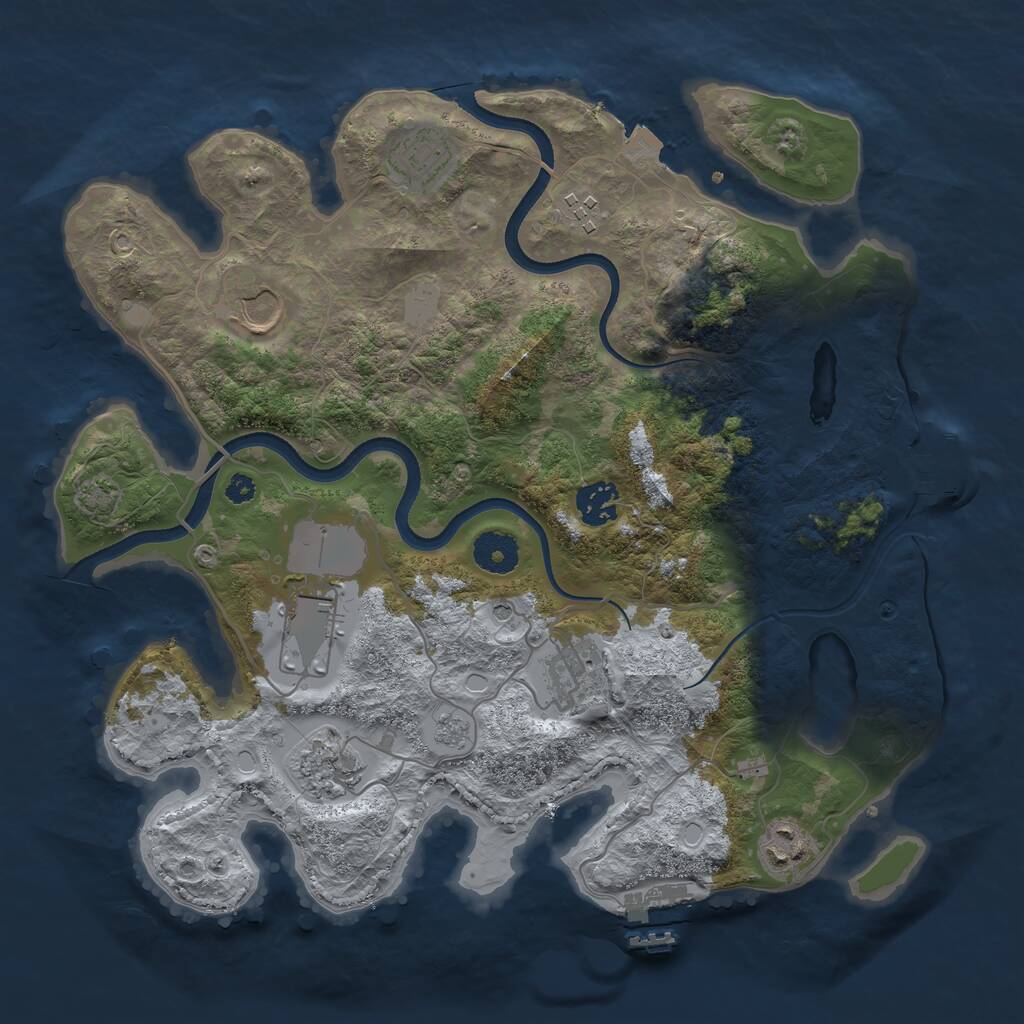 Rust Map: Procedural Map, Size: 3500, Seed: 195507067, 14 Monuments