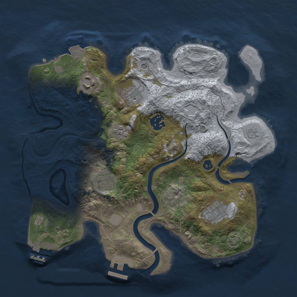 Rust Map: Procedural Map, Size: 3000, Seed: 2061408078, 12 Monuments