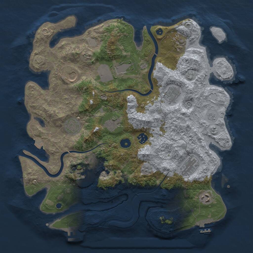 Rust Map: Procedural Map, Size: 3750, Seed: 1297649787, 17 Monuments